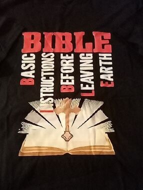 Bible Graphic Short Sleeve Tee - Black with Red & White Print